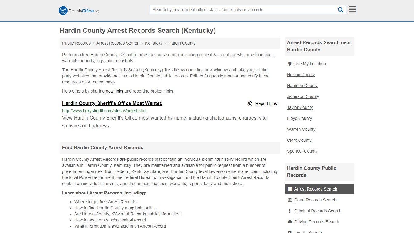 Arrest Records Search - Hardin County, KY (Arrests & Mugshots)